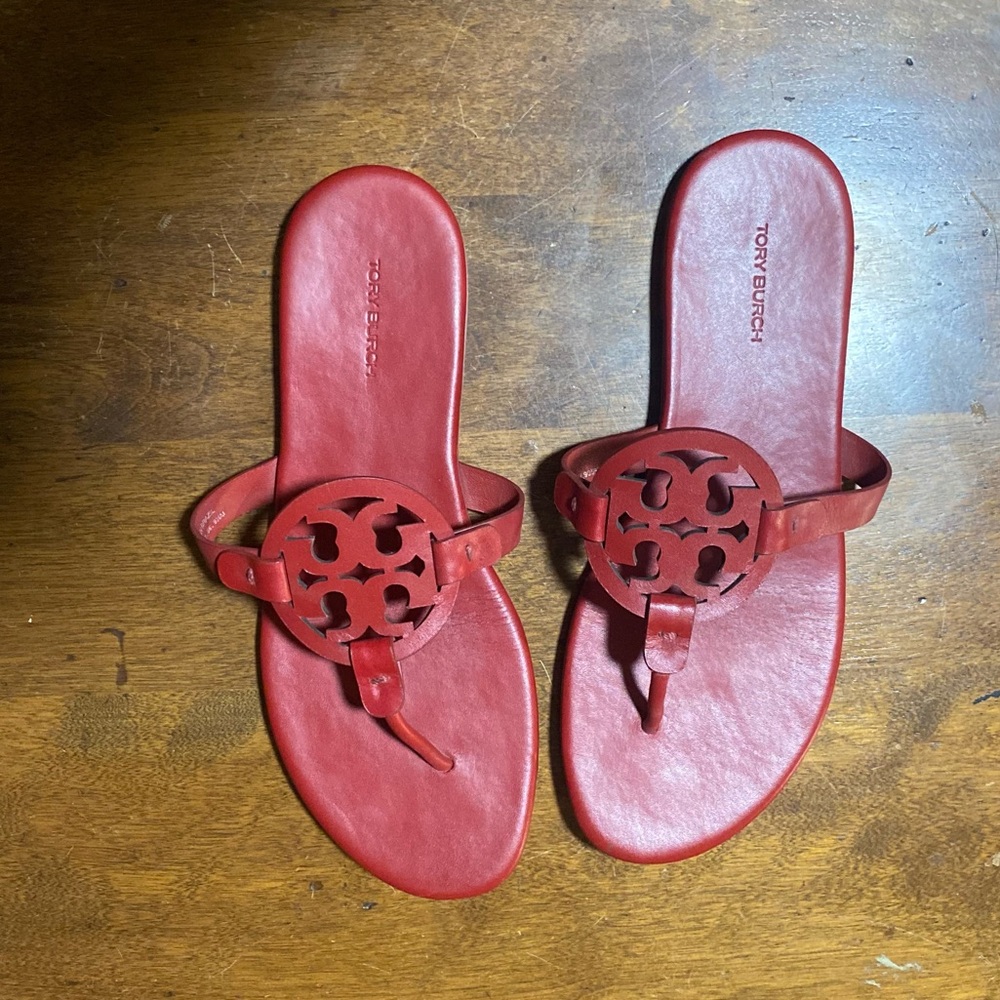 Tory Burch Cherry Red Miller Soft Sandals